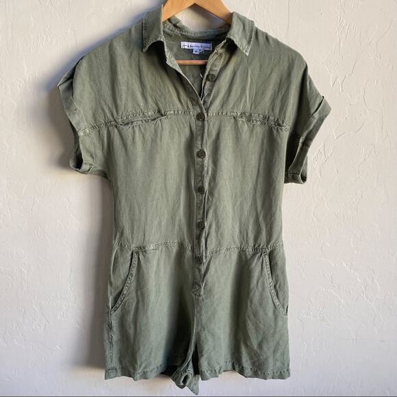 NEW Young Fabulous &‎ Broke Army Green Coverall Romper - Picture 1 of 6